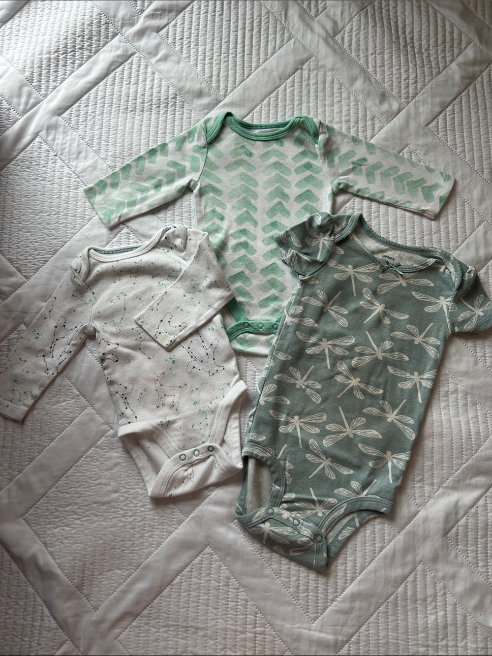 Multiples Baby One-Piece Bodysuit Set in Mint and White